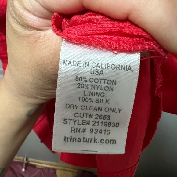 Trina Turk Women’s Ain’t Misbehaving Fringe Red Dress Boat Neck 3/4 Sleeve 6 - Picture 7 of 7